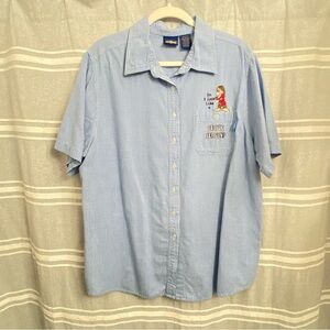 DISNEY / Vintage Grumpy Gingham Short Sleeve Button Down Shirt Size 18W/20W